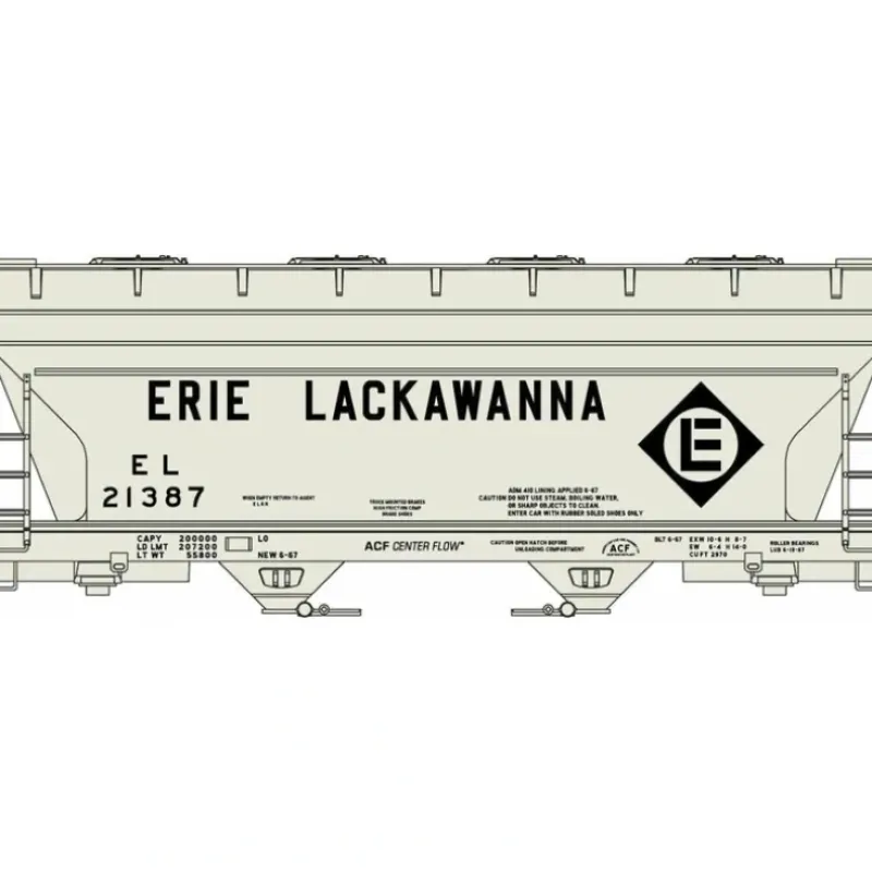 Accurail, 2204, HO Scale, 40' ACF 2-Bay Covered Hopper Kit, Erie Lackawanna, #21387, (HO Scale Kit) - Model Train Junction: Quality Parts and Art Supplies New