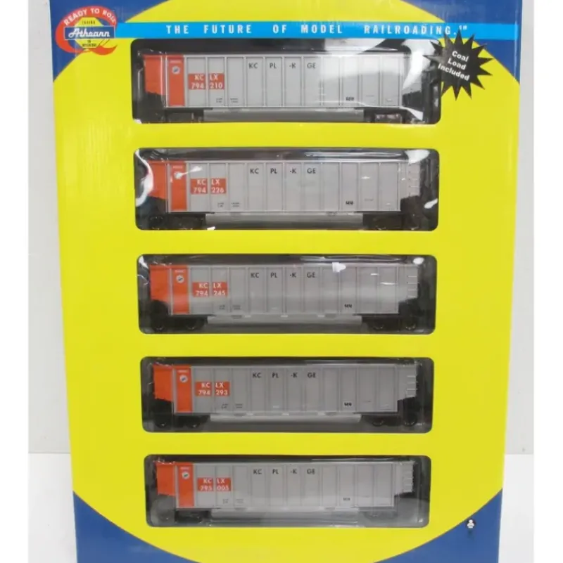Trains|Athearn 97002 Kansas City Power & Light Bethgon Coalporter Set #2 (5 Cars) - Model Train Junction: Quality Parts and Art Supplies