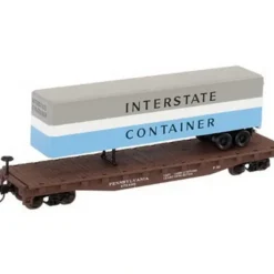 Trains|Atlas 37826 N Scale PRR 50' Flatcar w/40' Interstate Container Trailer #475498 - Model Train Junction: Quality Parts and Art Supplies