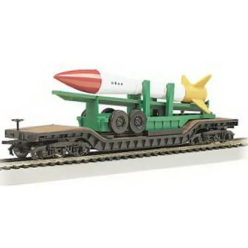 Trains|Bachmann 18347 HO 52' Depressed Center Flat Car w/Missile Load - Model Train Junction: Quality Parts and Art Supplies
