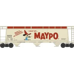 Bowser, 38148, N Scale, 3-Bay Cylindrical Covered Hopper, Maypo, #17481 - Model Train Junction: Quality Parts and Art Supplies New
