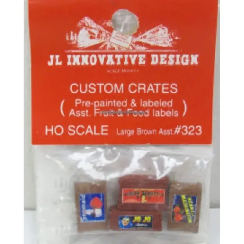 Trains|JL Innovative Design 323 HO Large Brown Food Crates (Pack of 4) - Model Train Junction: Quality Parts and Art Supplies