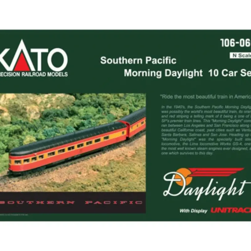 Trains*Kato 106-060 N Southern Pacific Morning Daylight 10-Car Set w/Display Unitrack - Model Train Junction: Quality Parts and Art Supplies