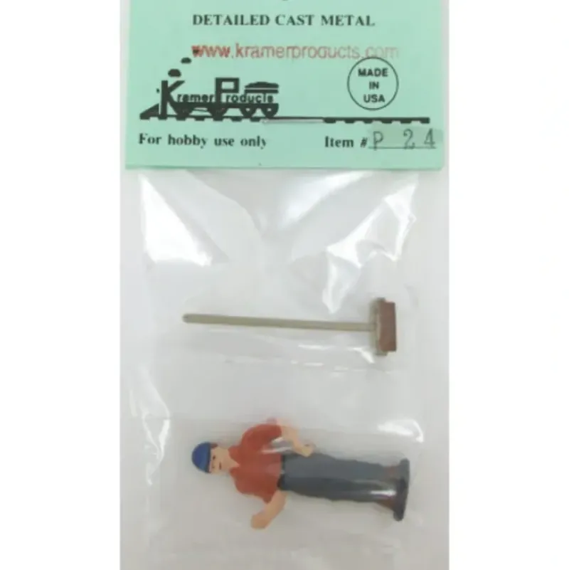 Trains*Kramer P24 O-Scale Standing Workman and Broom Figure - Model Train Junction: Quality Parts and Art Supplies