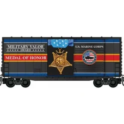 Micro-Trains, N Scale, 101 00 763, 40' Hy-Cube Box Car With Single Door, Military Valor Award US U.S. Marines Corps Medal Of Honor - Model Train Junction: Quality Parts and Art Supplies Clearance