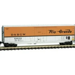 Micro-Trains, N Scale, 03800562, 50' Standard Box Car With Plug Door And No Roofwalk, Denver And Rio Grande Western, #60930 - Model Train Junction: Quality Parts and Art Supplies Sale