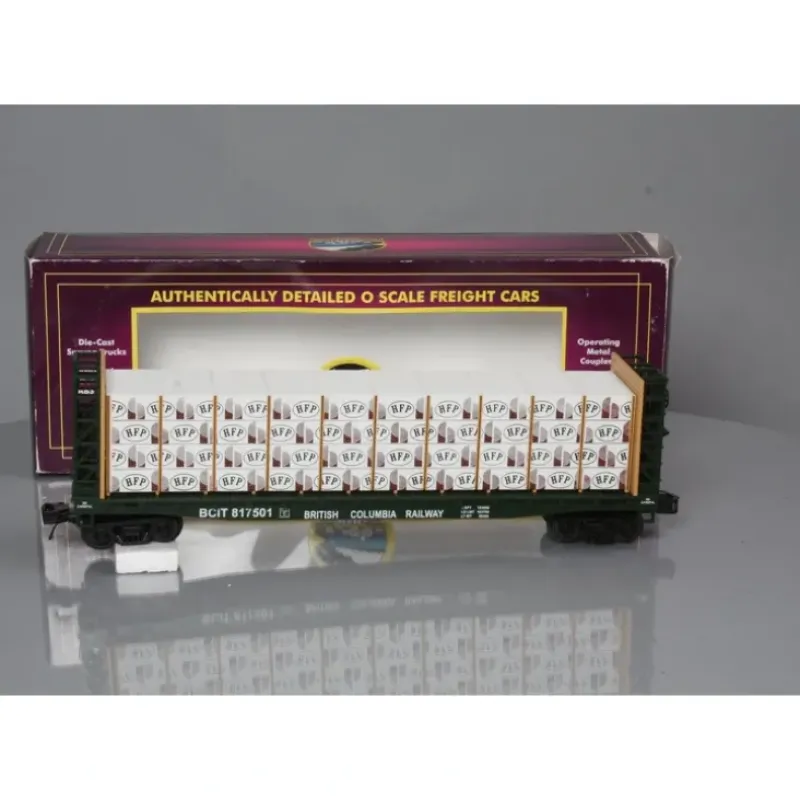 Trains*MTH 20-98660 British Columbia Flat Car w/ Bulkheads & Covered Wood Load V2 - Model Train Junction: Quality Parts and Art Supplies