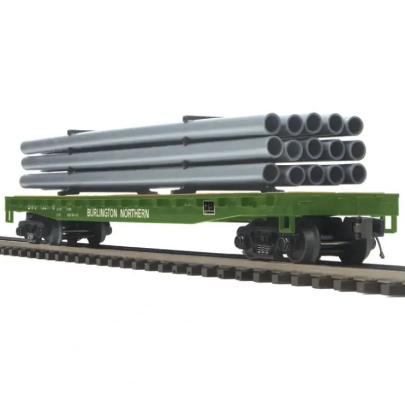 Trains*MTH 20-98841 Burlington Northern Flat Car w/Pipe Load #613210 LN/Box - Model Train Junction: Quality Parts and Art Supplies