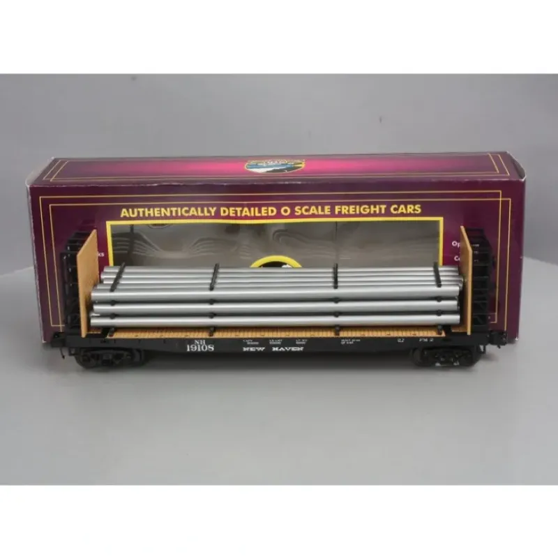 Trains*MTH 20-98665 New Haven Flat Car w/Bulkheads & Pipe Load - Model Train Junction: Quality Parts and Art Supplies