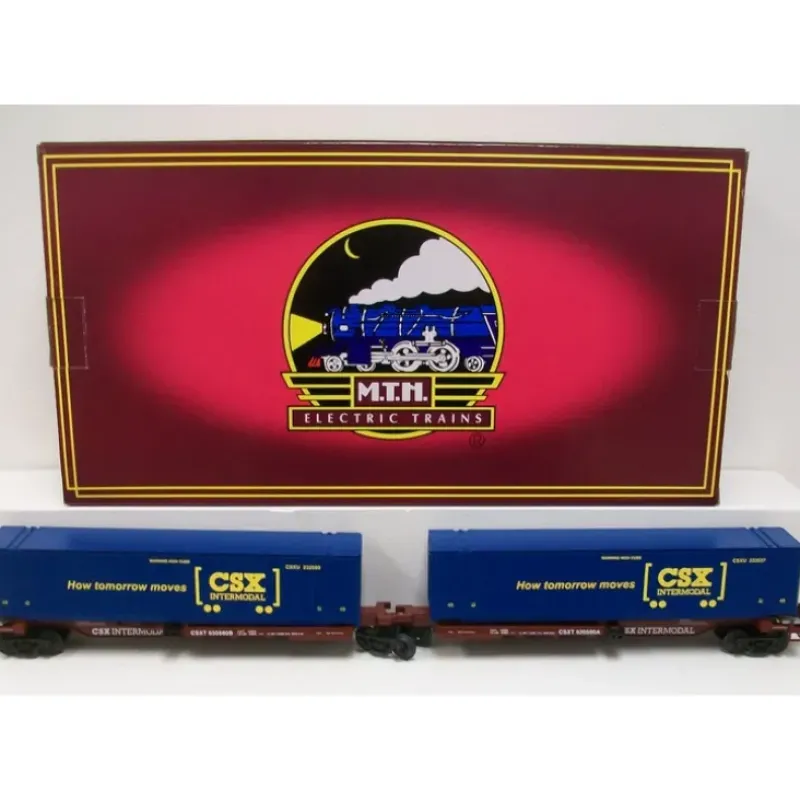 Trains*MTH 20-95087 O CSX Spine Car Set with 2 48' Containers (Set of 2) - Model Train Junction: Quality Parts and Art Supplies