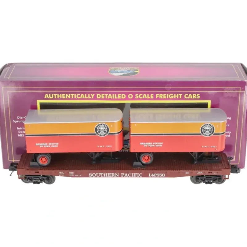Trains*MTH 20-98601 O Gauge Southern Pacific Flat w/2 PUP Trailers - Model Train Junction: Quality Parts and Art Supplies