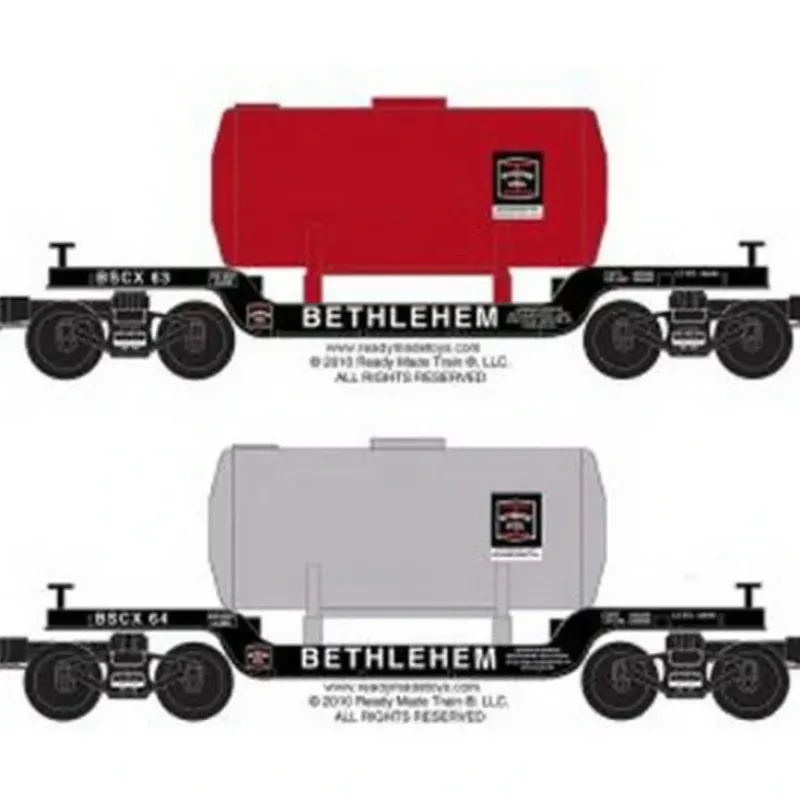 RMT 965194 Bethlehem Steel/Steelton Depressed Center Flat Cars (Pack of 2) - Model Train Junction: Quality Parts and Art Supplies Best