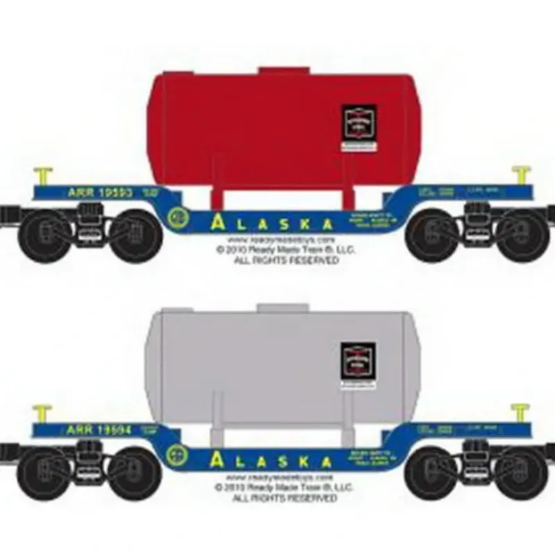 RMT 96533 O 3-Rail Alaska Depressed Center Flat Car (Set of 2) - Model Train Junction: Quality Parts and Art Supplies Discount
