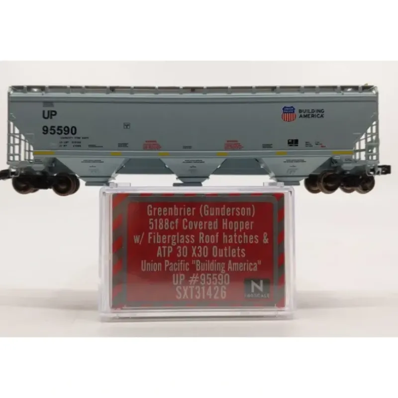 Scale Trains SXT31426 N Union Pacific Gunderson 5188 Covered Hopper Car #95590 LN/Box - Model Train Junction: Quality Parts and Art Supplies Sale