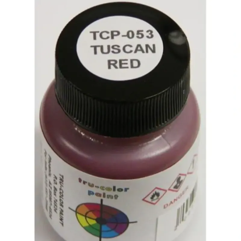 Tru-Color Paint, TCP-053, Airbrush Ready, Tuscan Red, 1 oz - Model Train Junction: Quality Parts and Art Supplies Online