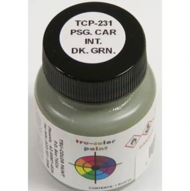 Tru-Color Paint, TCP-231, Airbrush Ready, Passenger Car Interior Dark Green, 1 oz - Model Train Junction: Quality Parts and Art Supplies Hot