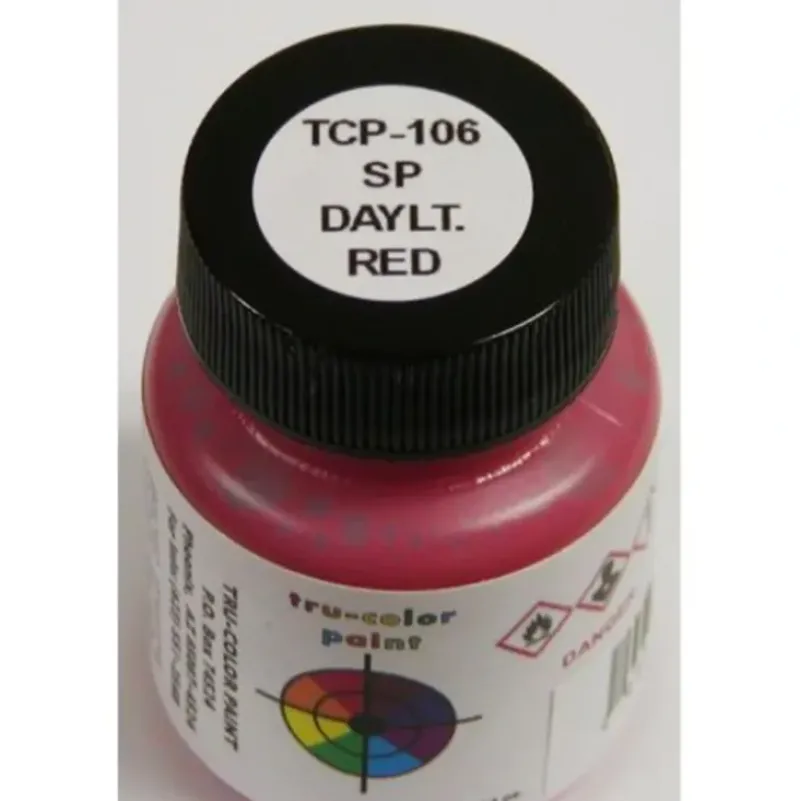 Tru-Color Paint, TCP-106, Airbrush Ready, Southern Pacific Daylight Red, 1 oz - Model Train Junction: Quality Parts and Art Supplies New
