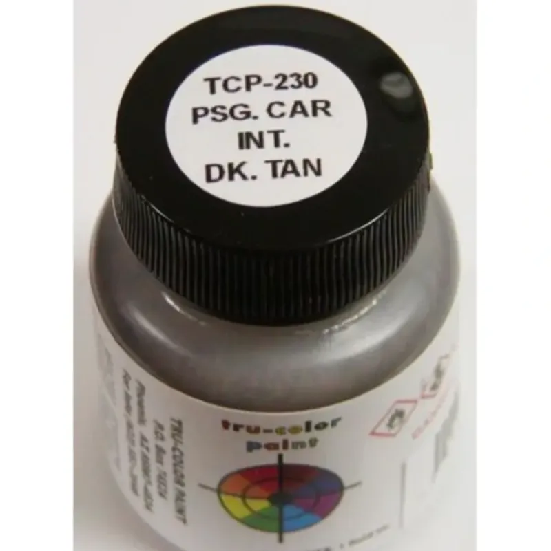 Tru-Color Paint, TCP-230, Airbrush Ready, Passenger Car Interior Dark Tan, 1 oz - Model Train Junction: Quality Parts and Art Supplies Hot