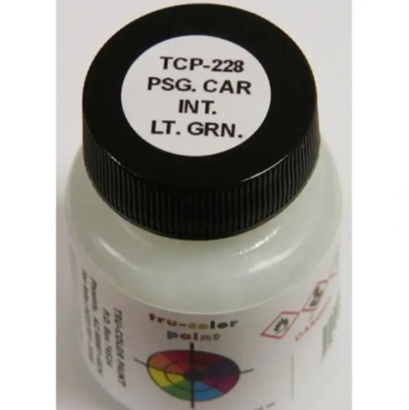 Tru-Color Paint, TCP-228, Airbrush Ready, Passenger Car Interior Light Green, 1 oz - Model Train Junction: Quality Parts and Art Supplies Outlet