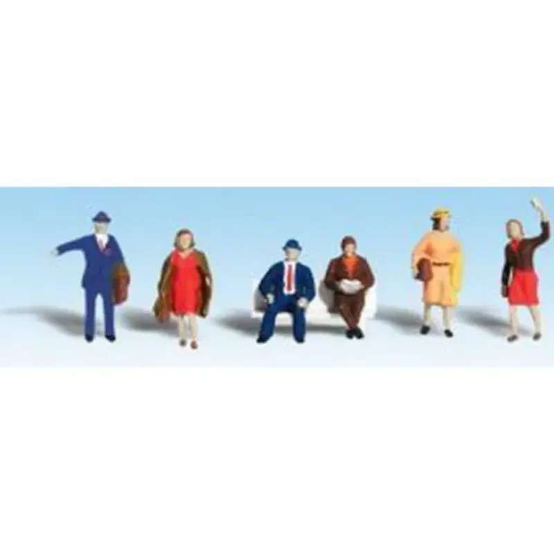 Woodland Scenics A1839 HO Scenic Accents Commuter People Figures (Set of 6) - Model Train Junction: Quality Parts and Art Supplies Hot