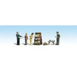 Woodland Scenics A1906 HO Scenic Accents Newsstand & Figures (Set of 8) - Model Train Junction: Quality Parts and Art Supplies Online