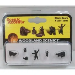 Woodland Scenics A2186 N Scenic Accents Black Bear Figures (Set of 6) - Model Train Junction: Quality Parts and Art Supplies Discount