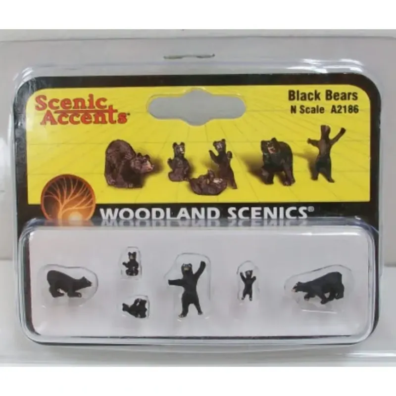 Woodland Scenics A2186 N Scenic Accents Black Bear Figures (Set of 6) - Model Train Junction: Quality Parts and Art Supplies Discount