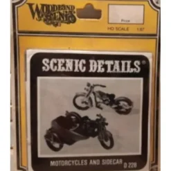 Woodland Scenics D-228 HO Scenic Details Motorcycles and Sidecar Kit - Model Train Junction: Quality Parts and Art Supplies New