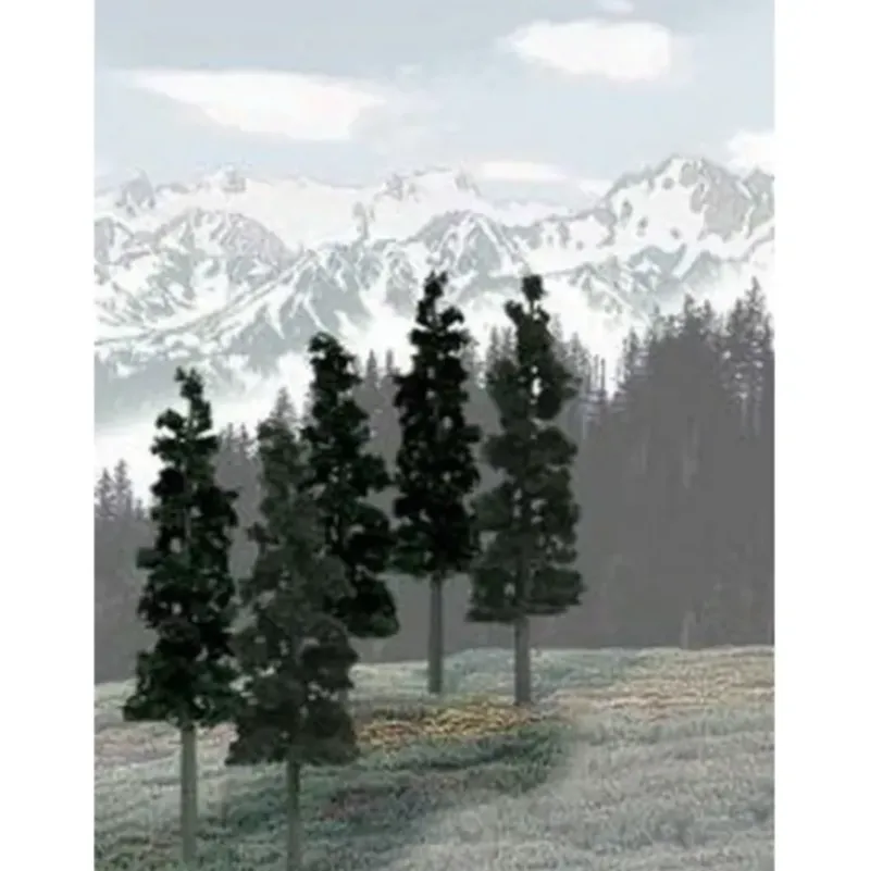 Woodland Scenics TR1582 6"-8" Conifer Colors Ready Made PineTrees (Pack of 12) - Model Train Junction: Quality Parts and Art Supplies Outlet